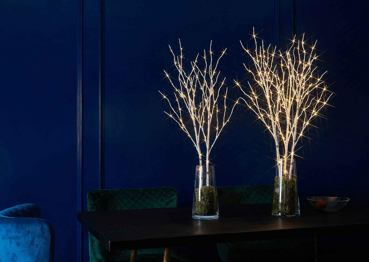 Lighted White Birch Twig Branches 30IN 150 LED with Timer and Dimmer O893