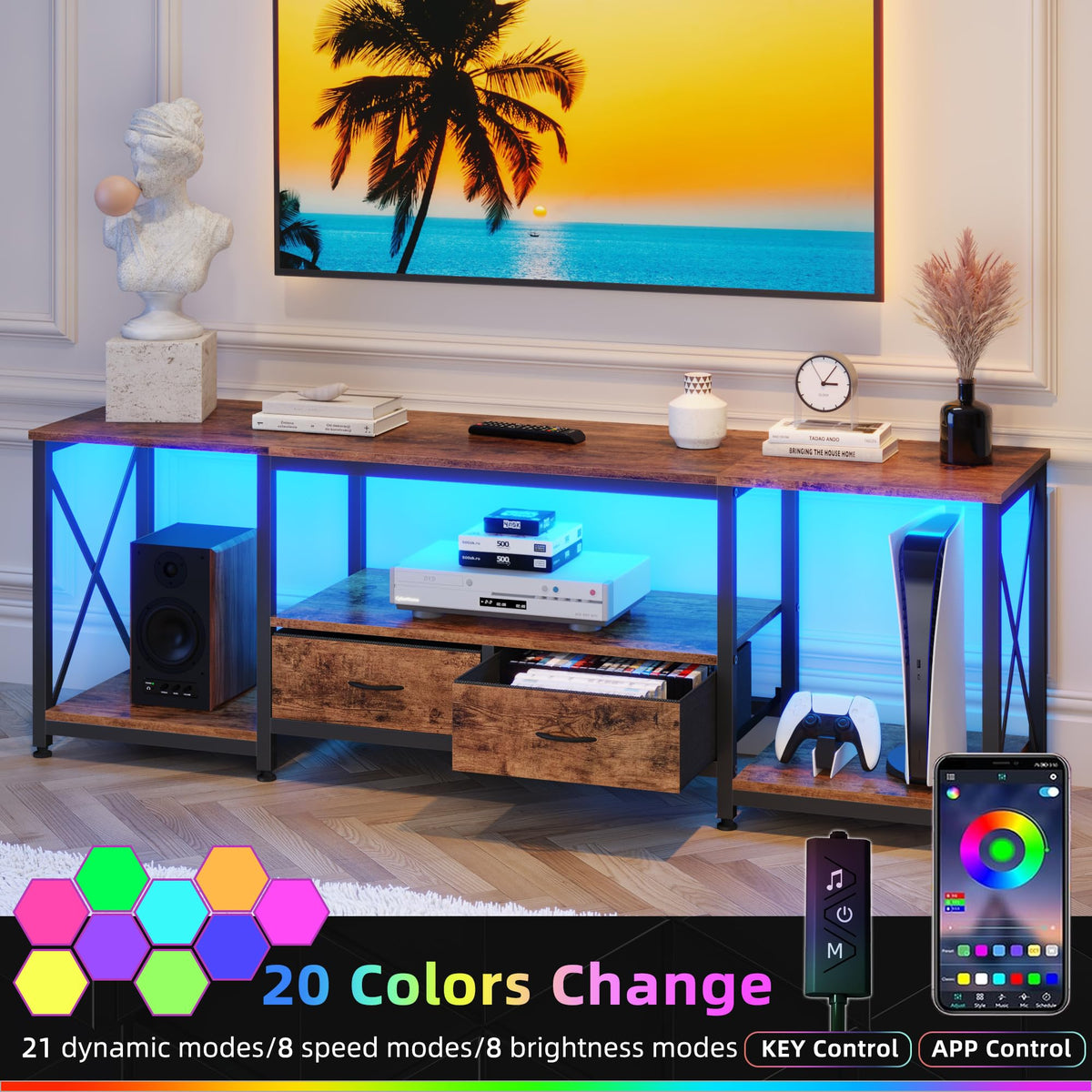 Fabric Drawers TV Stand for 65 70 75 Inches TV I676789