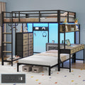 Oak Gray Full Over Twin Bunk Bed with Desk and Drawers D779145