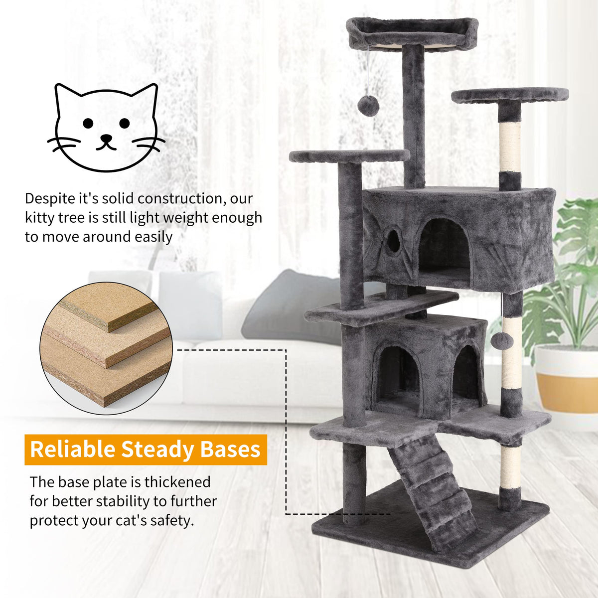 70 Inches Navy Blue Cat Tree L8742