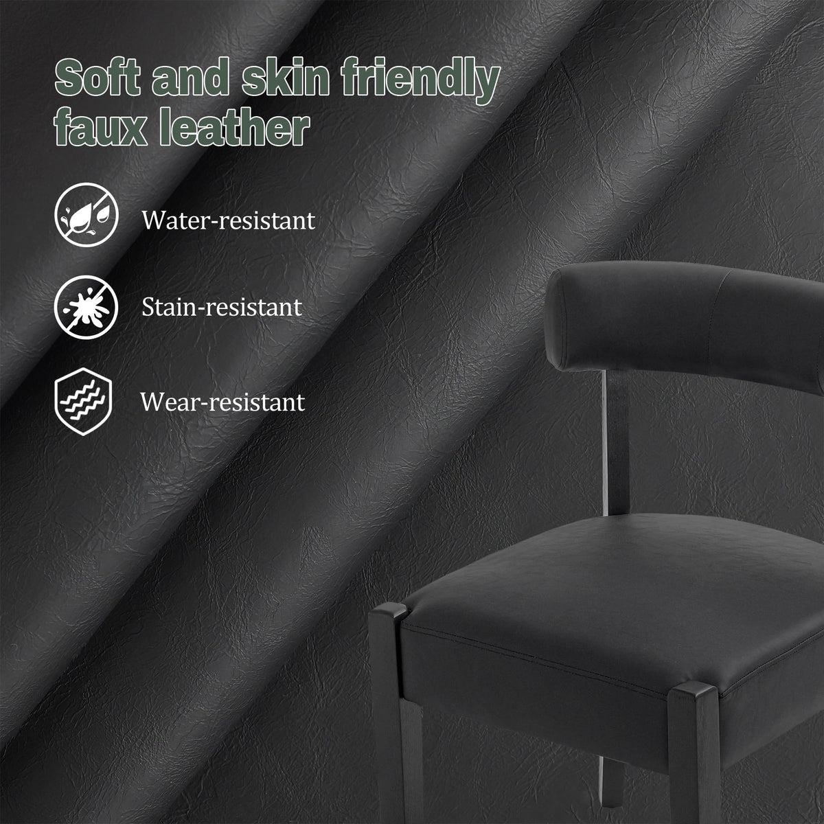 Black Faux Leather Dining Chairs Set of 4 P84507