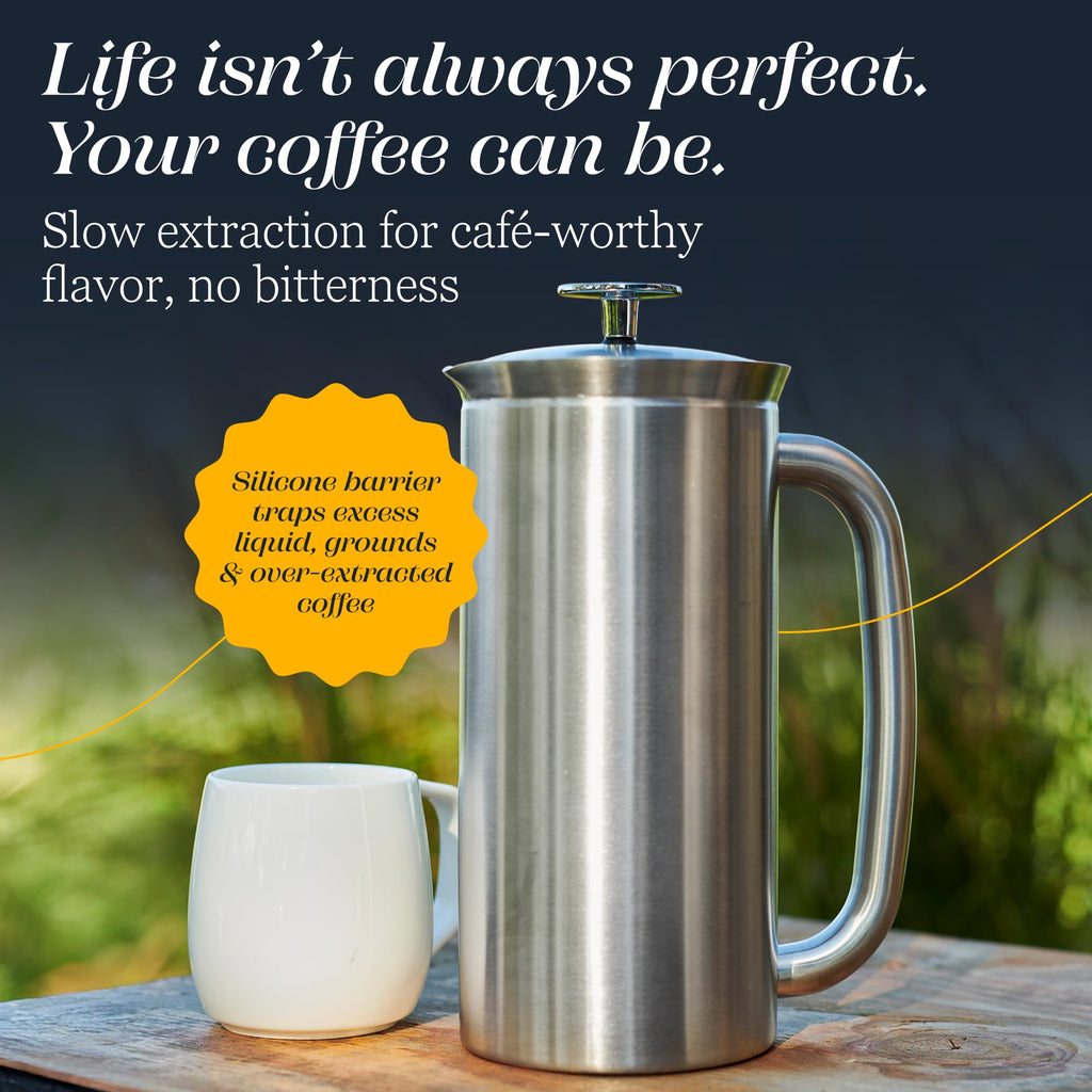 18oz Brushed Stainless Steel French Press D168