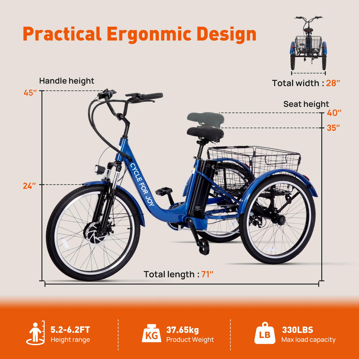 3 Wheel Electric Tricycle E14746