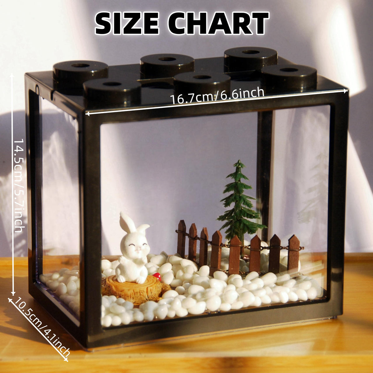 0.6 Gallon Acrylic Stackable Mini Aquarium Tank with Gravel Z340953