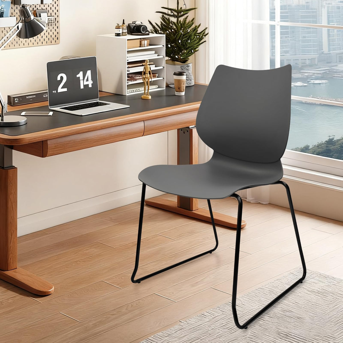 Stacking Chairs with Metal Legs Set of 12, Grey M9336
