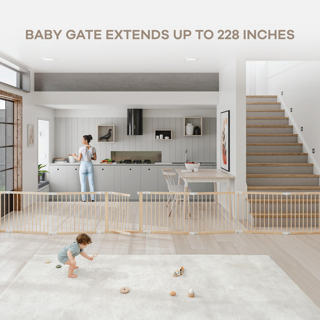 Foldable Playpen Light Wood White M300266