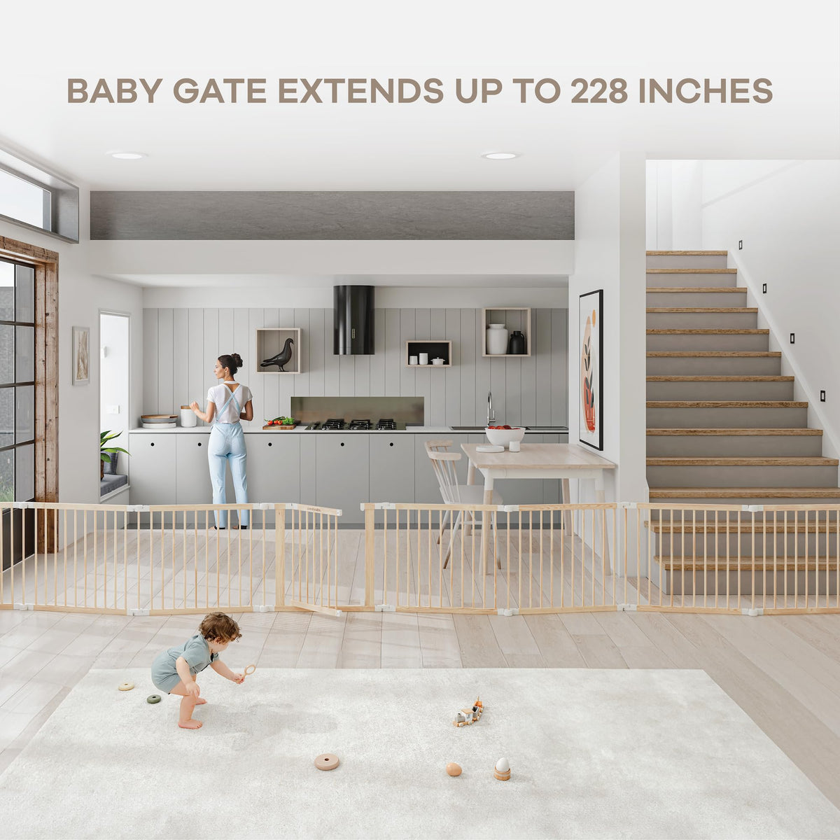 Foldable Playpen Light Wood White M300266
