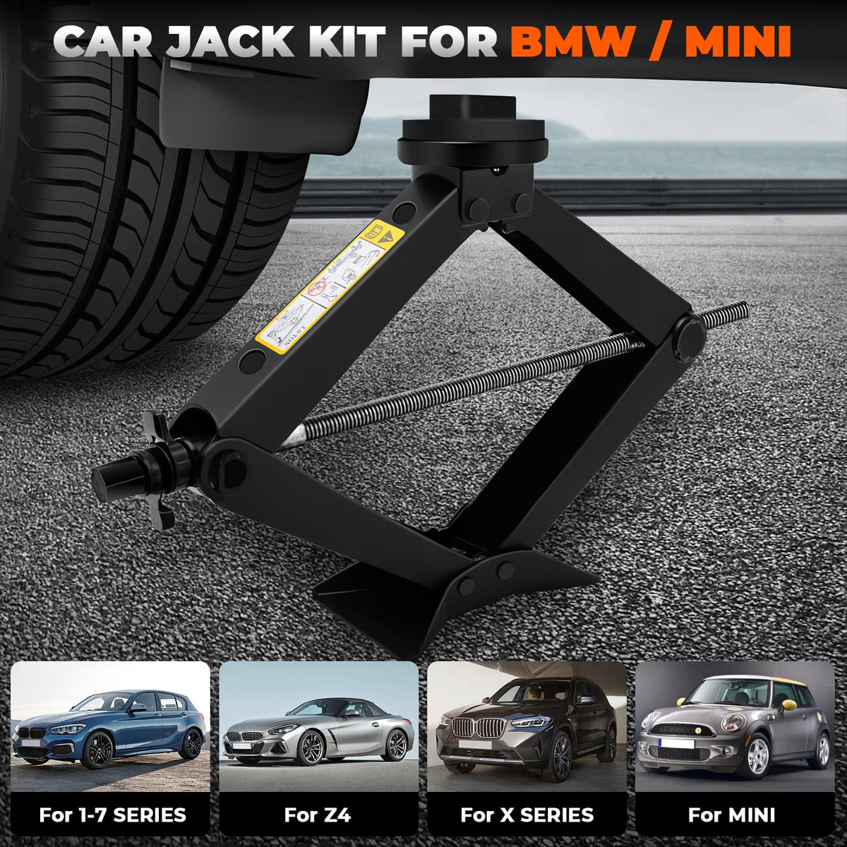 3-Ton Scissor Jack Kit with Rubber Jack Pads G703