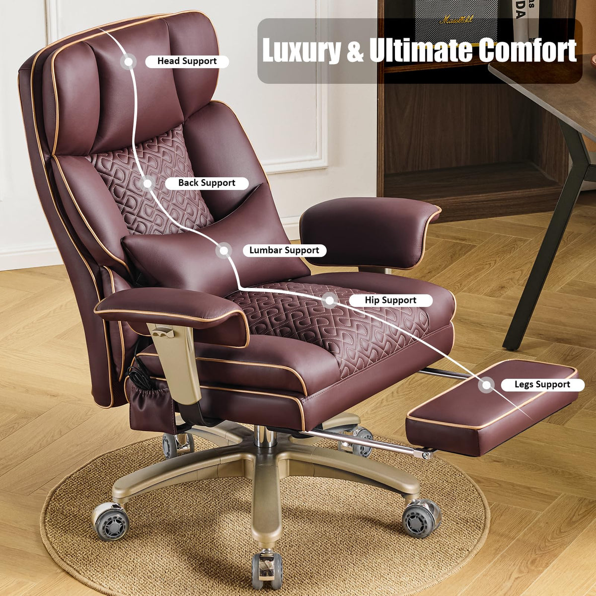 Brown Ergonomic PU Leather Executive Office Chair with Footrest Z87041