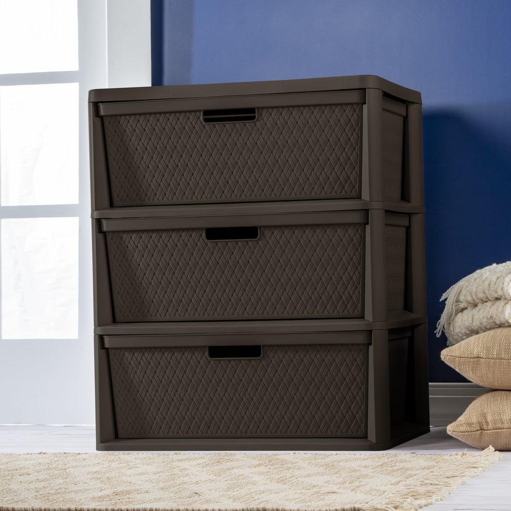 Wide 3 Drawer Plastic Storage Dresser N1167