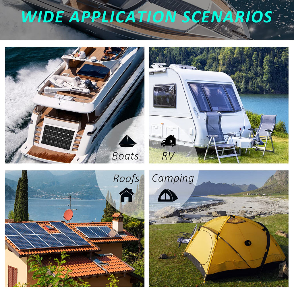 300 Watts 12 Volts ETFE Flexible Monocrystalline Solar Panels with 30A MPPT Charge Controller L9063