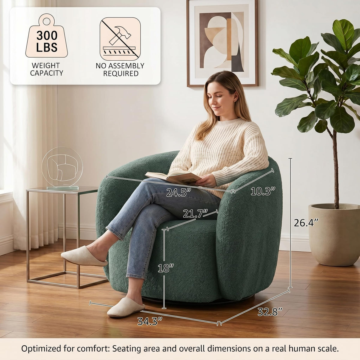 Green Boucle Swivel Accent Chair Set of 2 B881211