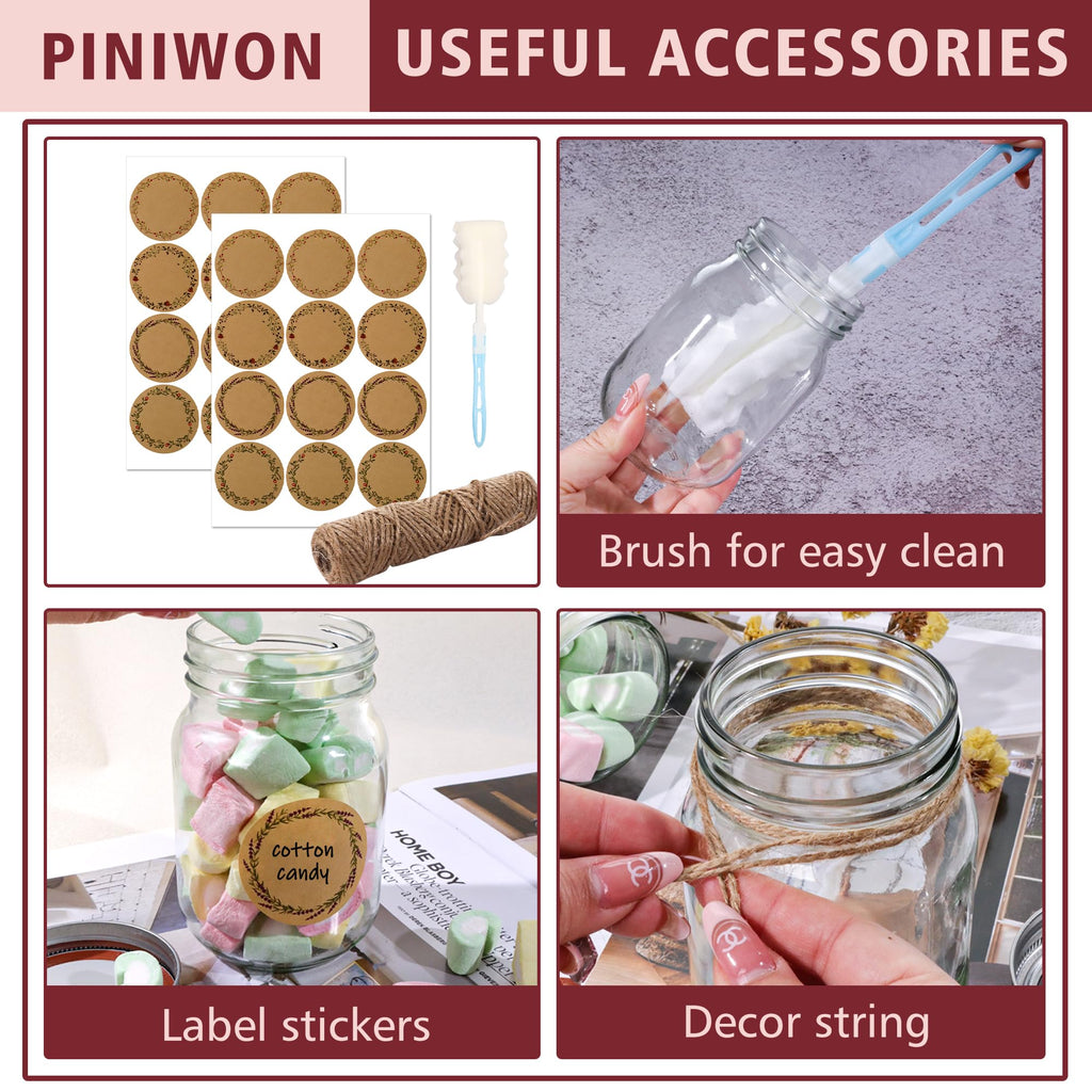 16 oz Mason Jars with Lids and Bands, 15 Pack T345