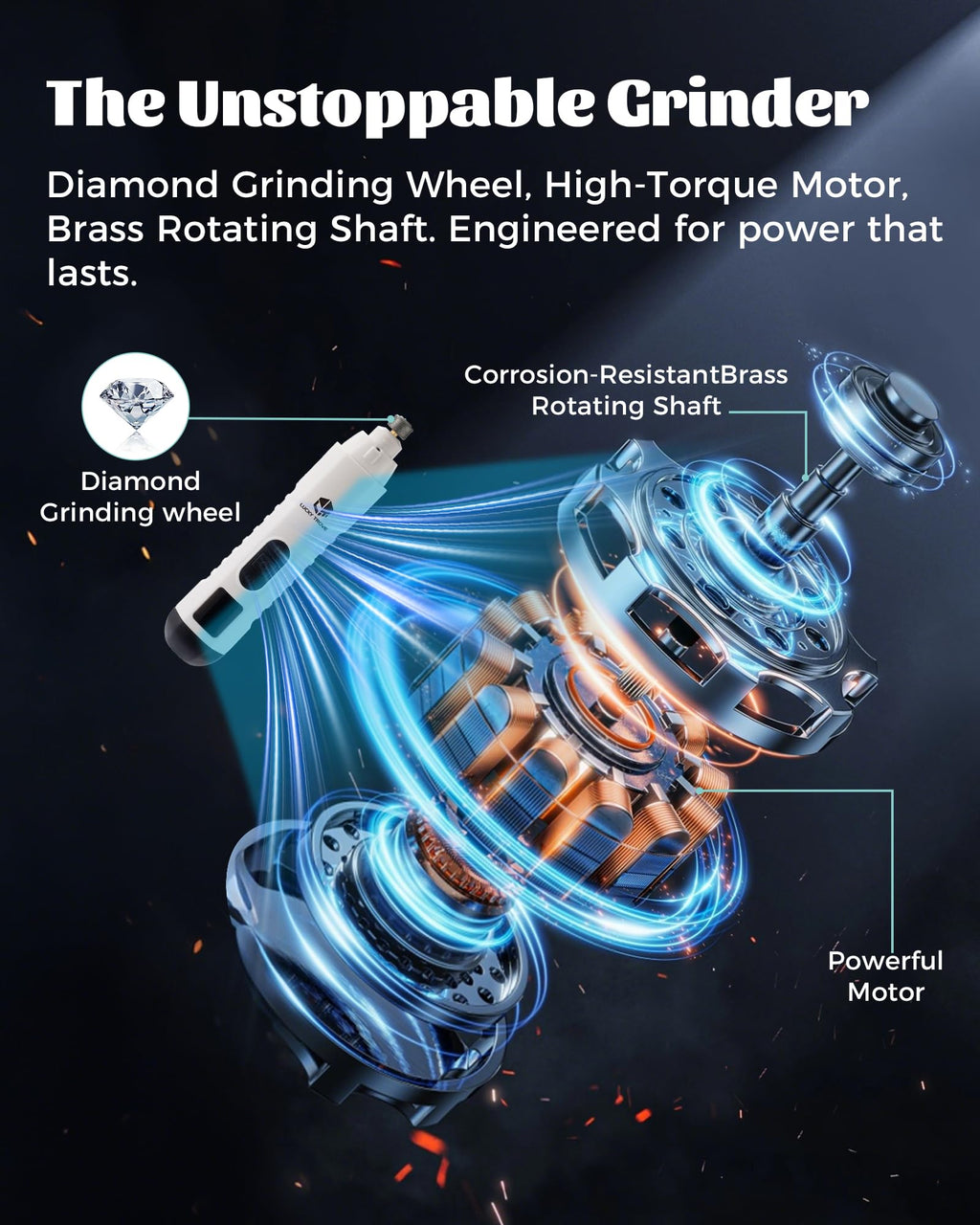Silent Dog Nail Grinder 5 Speeds with dual LED Lights N2560
