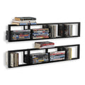 34 Inch Media Storage Rack Organizer Metal Floating Shelf Set of 2 Black T440