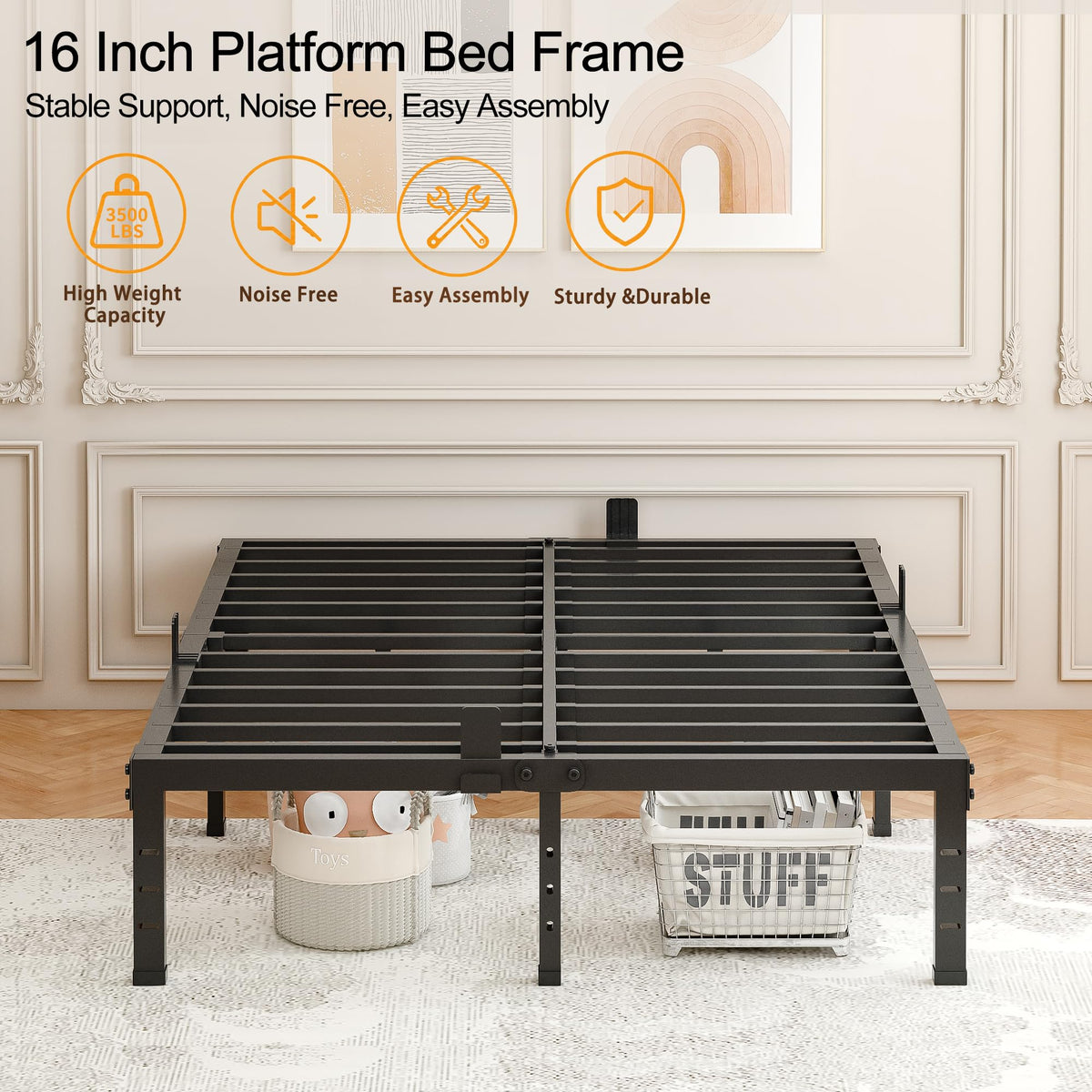 16 Inch Heavy Duty Metal Platform Bed Frame Full Size X739