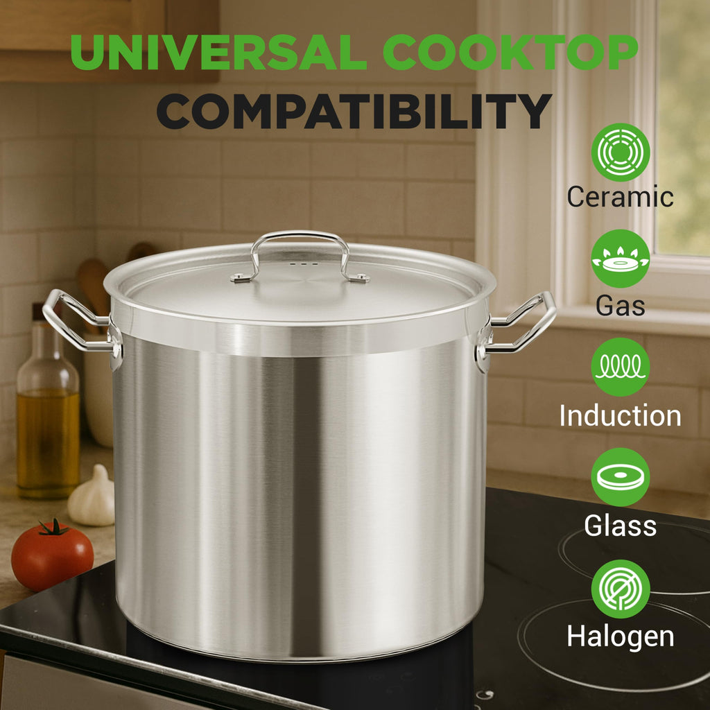 Stainless Steel Stock Pot with Lid 40 Qt S14305