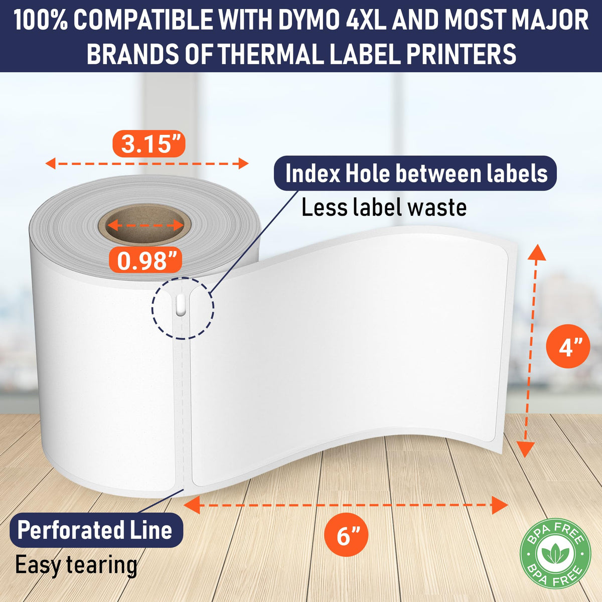 Thermal Shipping Labels 4x6, Water Resistant, Strong Adhesive, 220 per Roll N8979