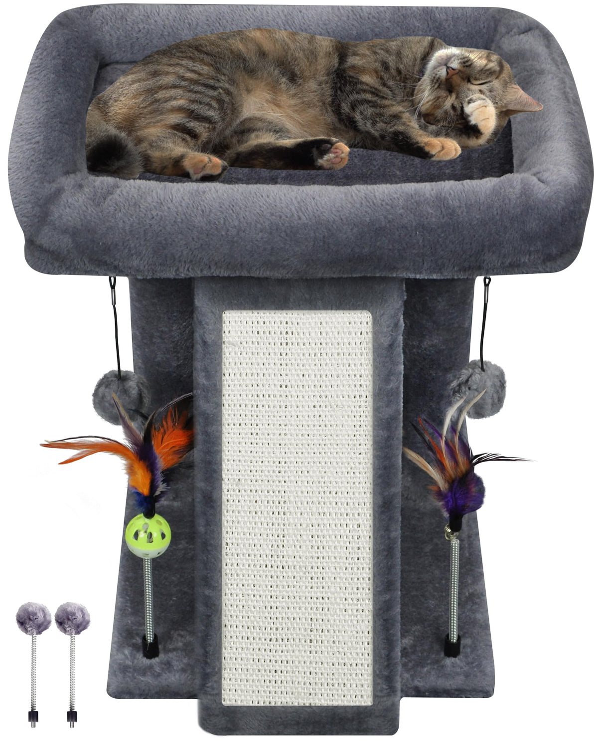Grey Cat Tree Tower with Scratching Post A90942