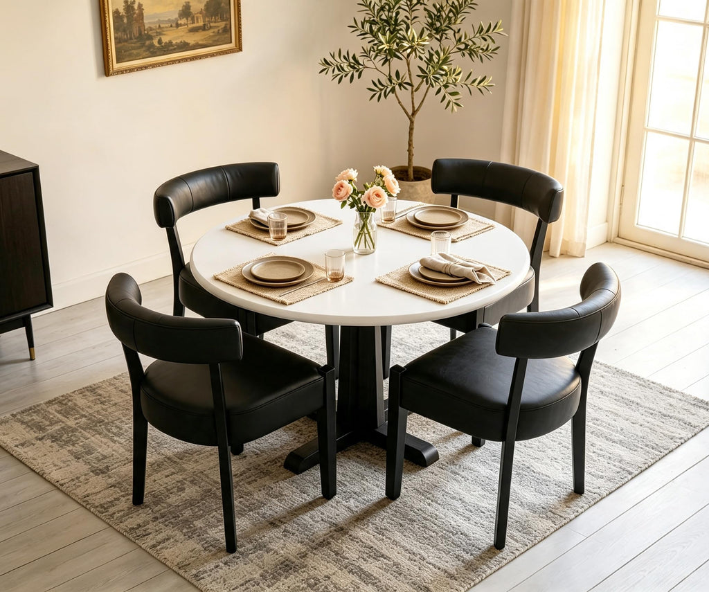 Black Faux Leather Dining Chairs Set of 4 P84507