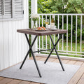 Folding Table, Portable Coffee Table 27in Square Table for Small Spaces, Patio Card Table Foldable Picnic Table with 400 LBS Capacity for Indoor Outdoor Use, Brown J36662