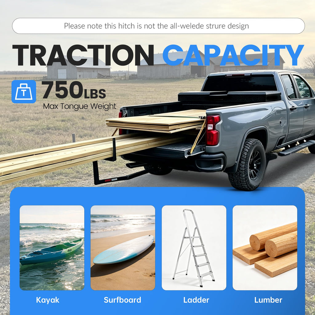 Truck Bed Extender Hitch Mount Extension Rack V3547