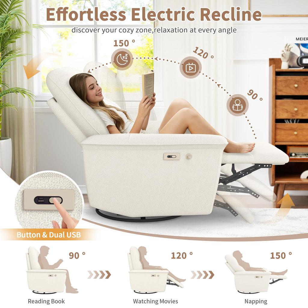 Power Swivel Rocker Recliner Chair with Phone Holder and USB Ports V338