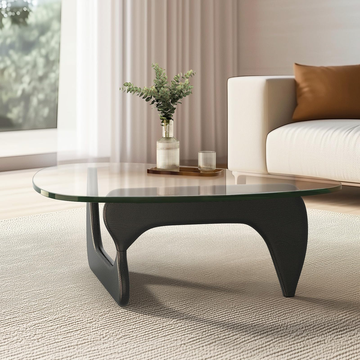 Clear Glass Coffee Table with Solid Wood Base C46568