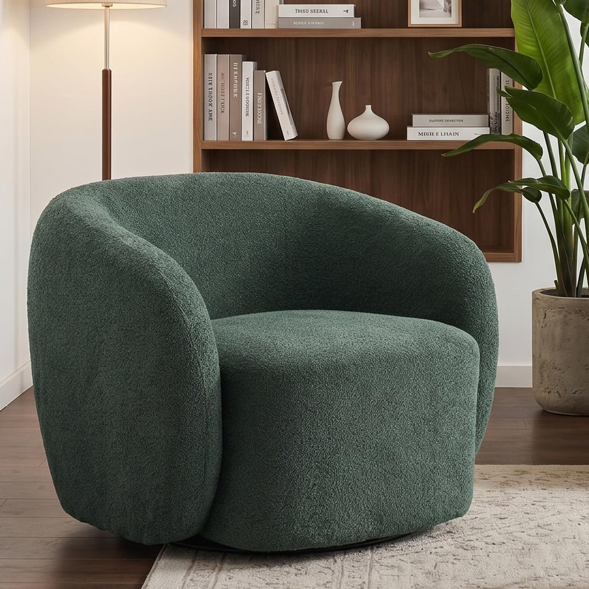 Green Boucle Swivel Accent Chair Set of 2 B881211