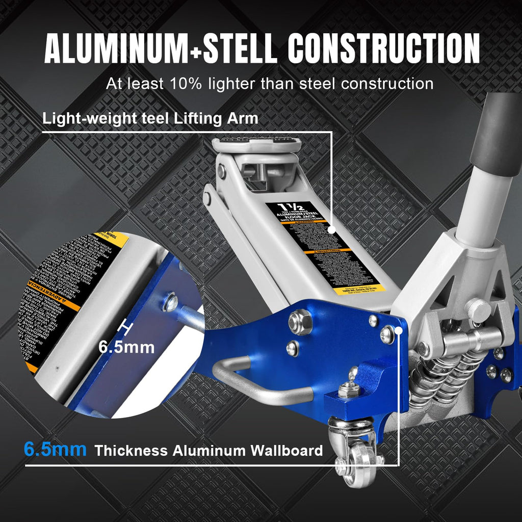 Blue 1.5 Ton Low Profile Aluminum Steel Racing Floor Jack V773
