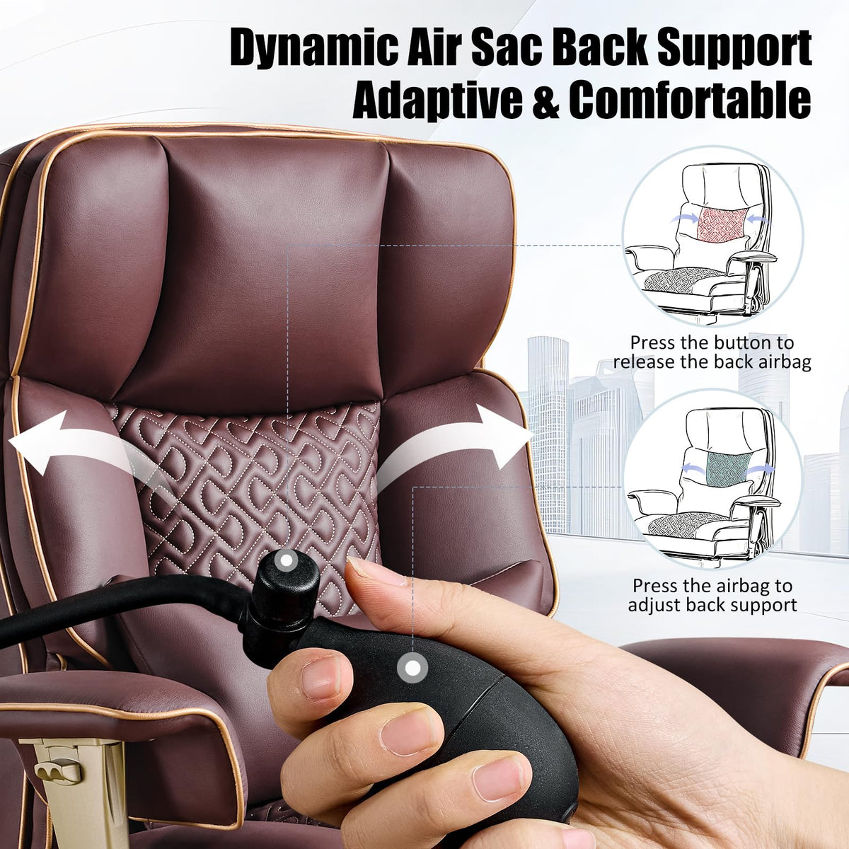 Brown Ergonomic PU Leather Executive Office Chair with Footrest Z87041