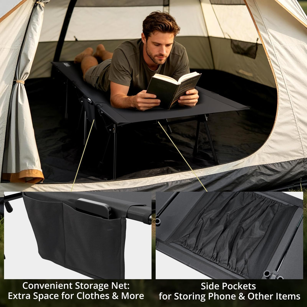 Height Adjustable Camping Cot 400 lbs V911284
