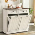 White 22 Gallon Laundry Hamper Cabinet with 2 Drawers V226532