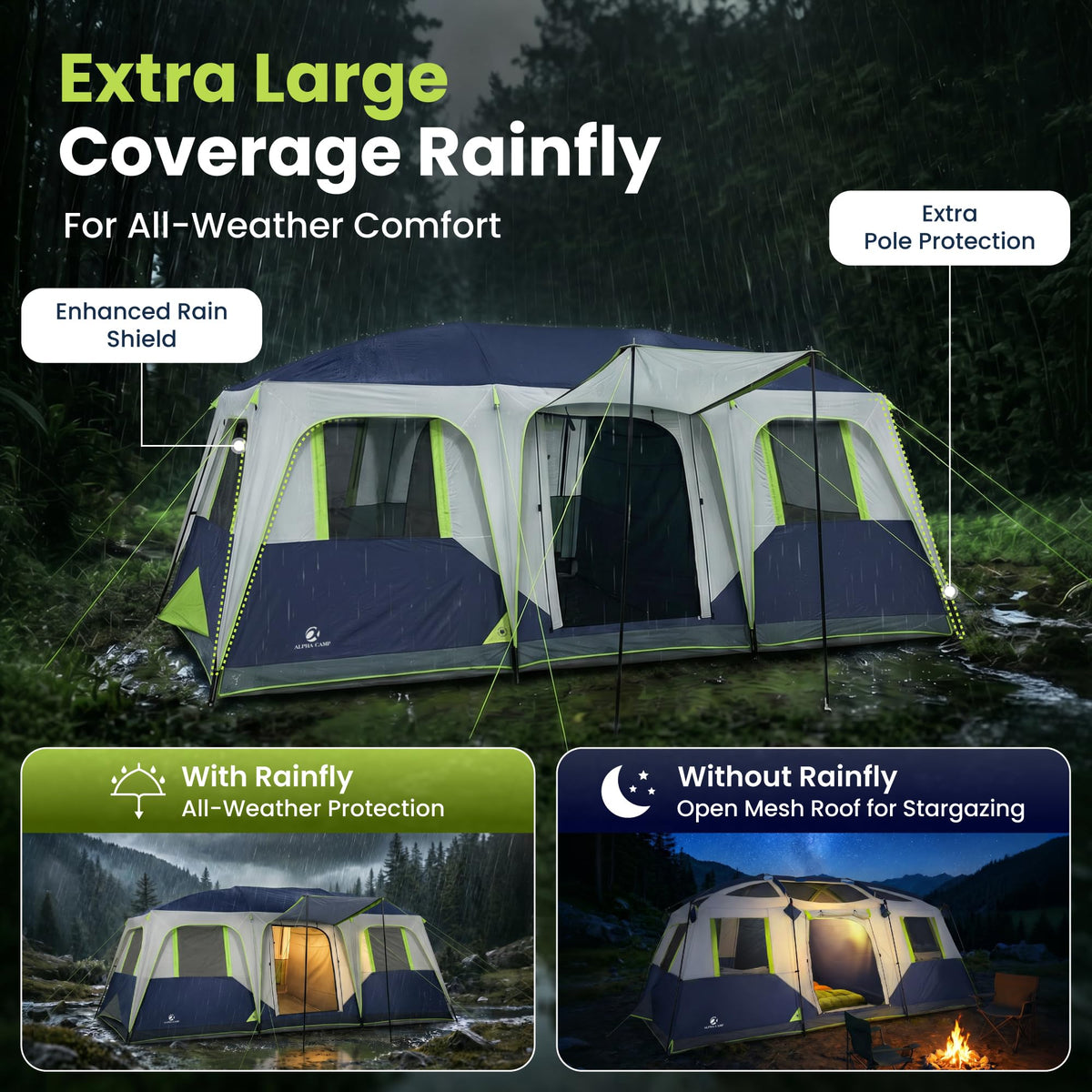12 Person Camping Tent with Shade Canopy O525