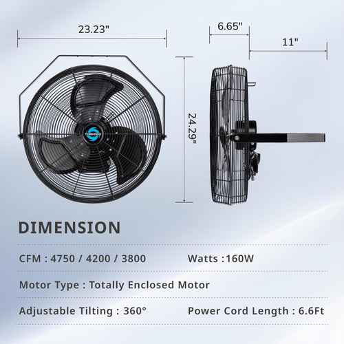 20-Inch High Velocity Outdoor Wall Fan D2209