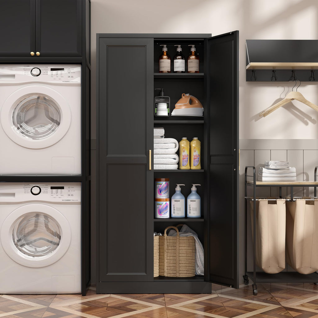 71" Metal Pantry Storage Cabinet with Doors & 4 Adjustable Shelves P240