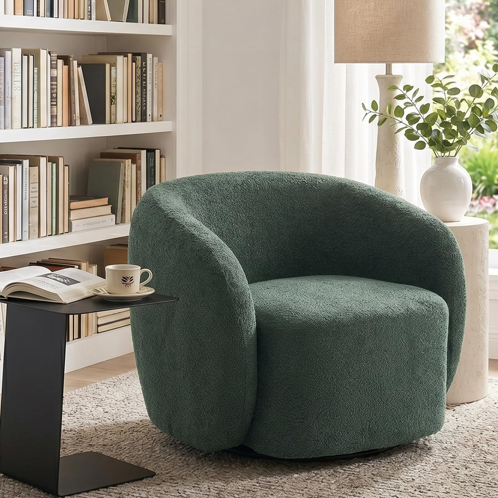 Green Boucle Swivel Accent Chair Set of 2 B881211