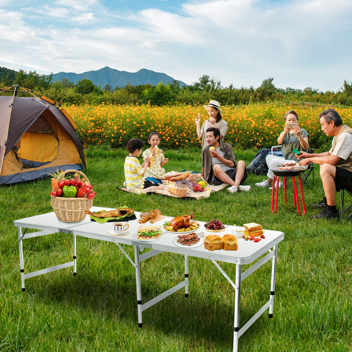 6FT Adjustable Folding Camping Table X4152