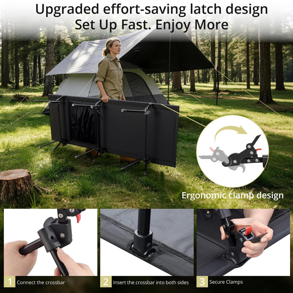 Height Adjustable Camping Cot 400 lbs V911284