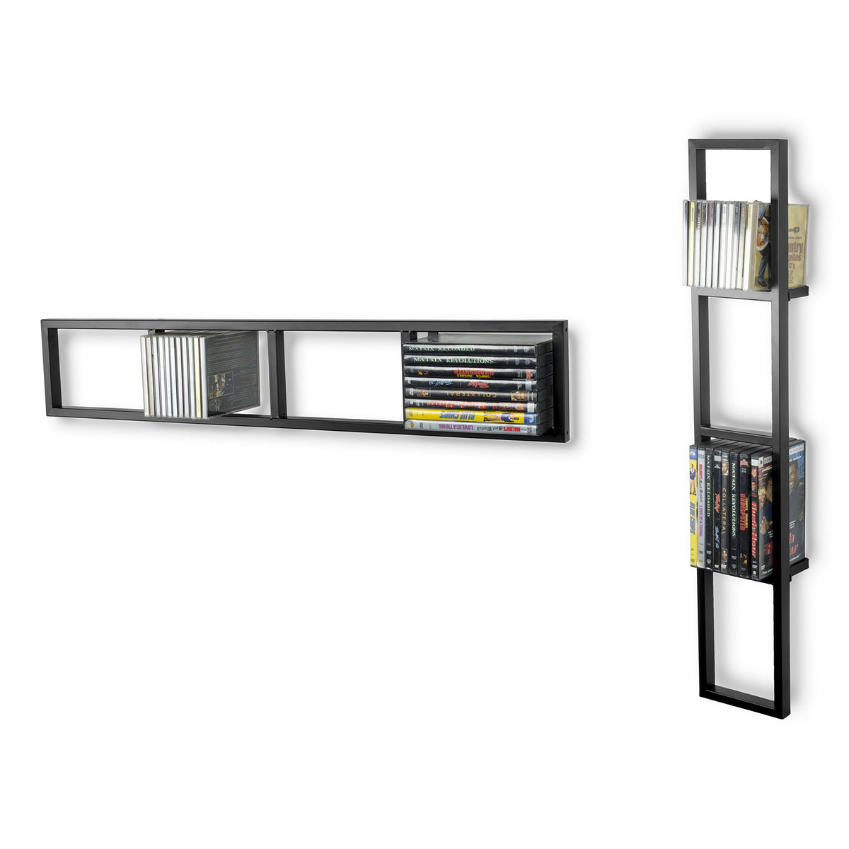 34 Inch Media Storage Rack Organizer Metal Floating Shelf Set of 2 Black T440