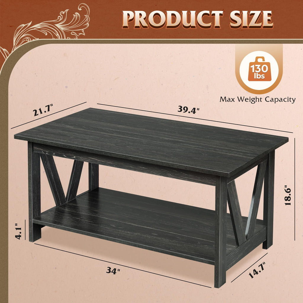39.4" Wood Storage Coffee Table X84757