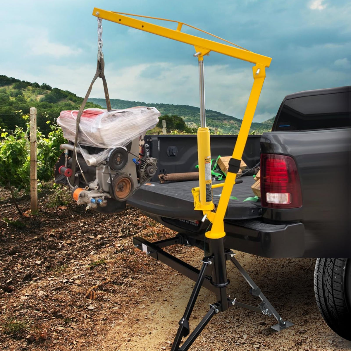 1000 lb Capacity Hydraulic Swivel Hitch Mount Truck Crane N436992