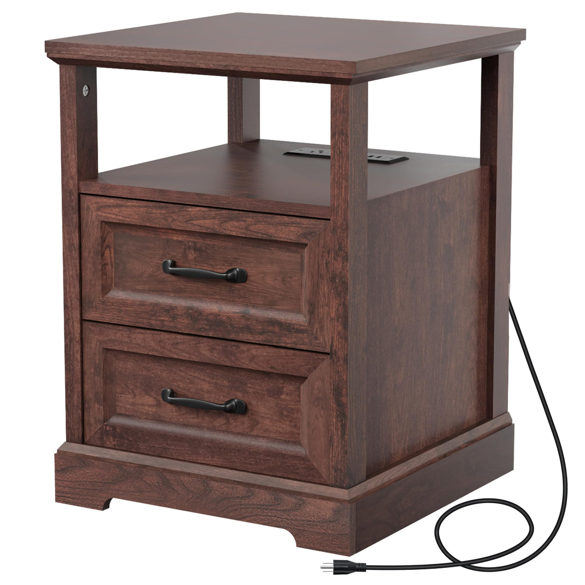 18'' Wood Nightstand with Charging Station N932104