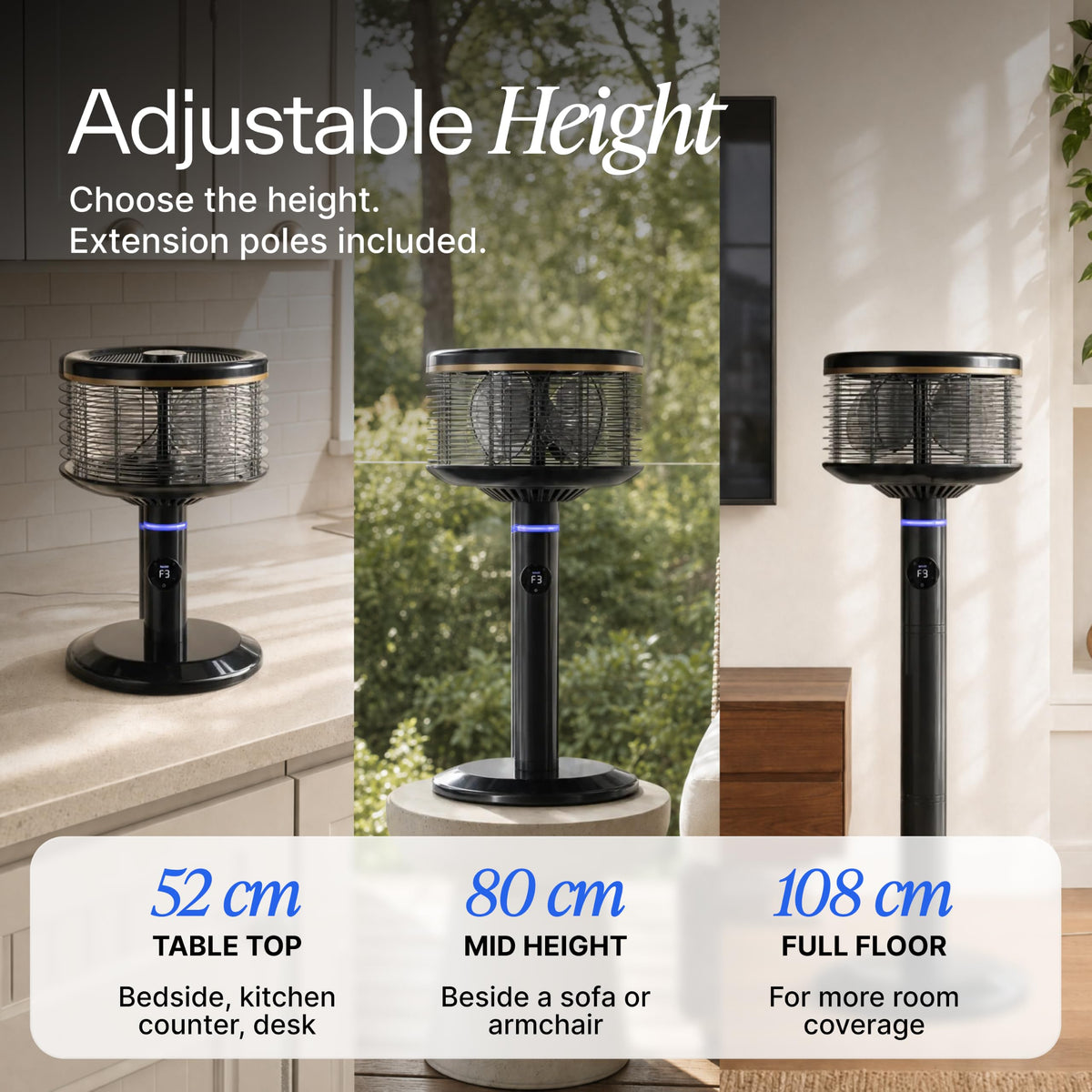 Height-Adjustable Floor & Table Fan T10778