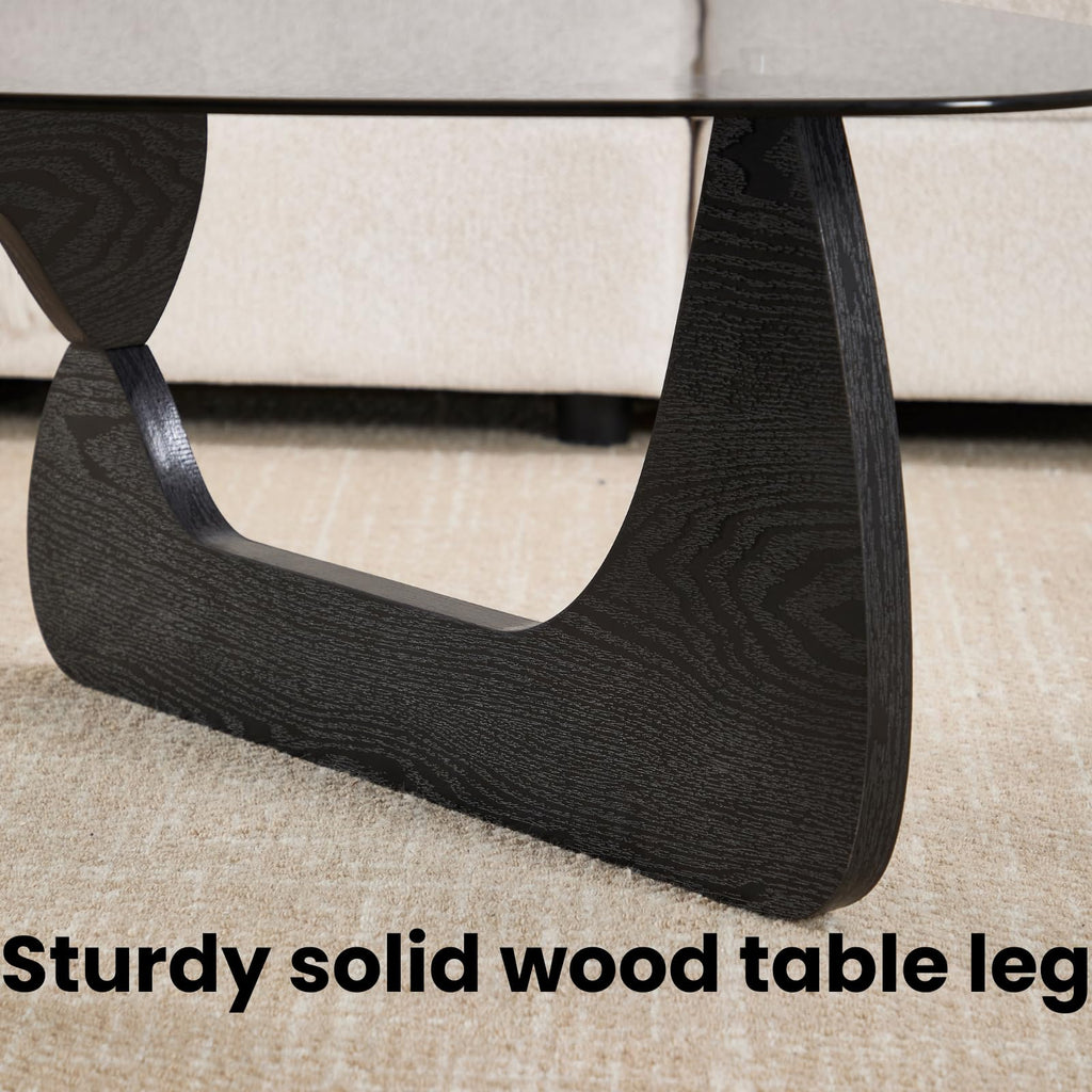 Modern Triangle Glass Coffee Table with Wood Base M503