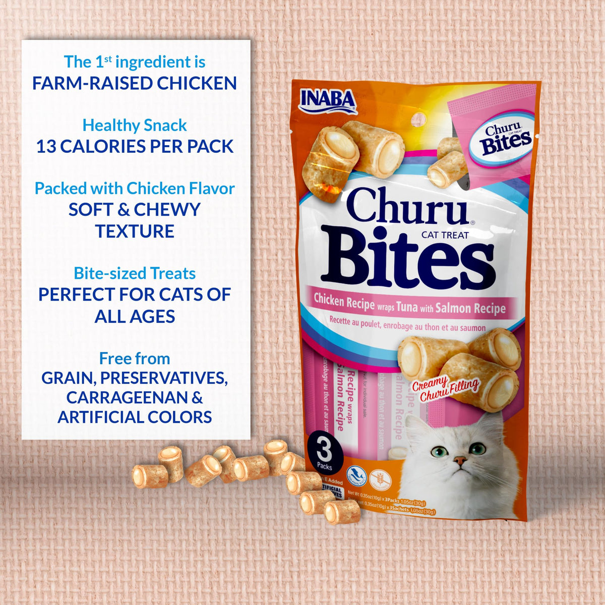 Soft Chewy Baked Chicken Cat Treats with Vitamin E, 24 Tubes V905911