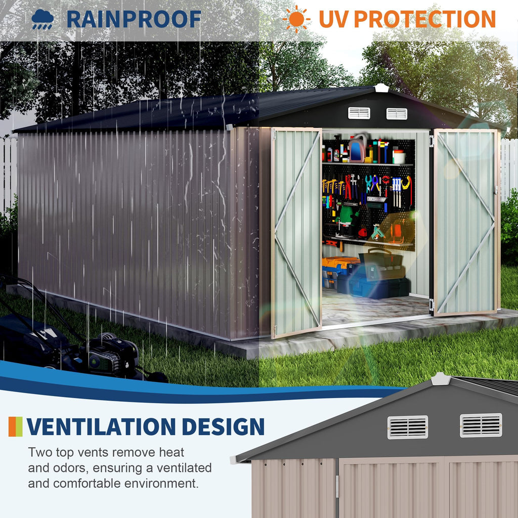 10X14 Ft Galvanized Steel Metal Storage Shed B7728