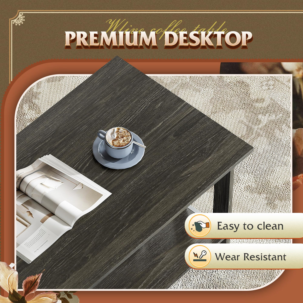 39.4" Wood Storage Coffee Table X84757