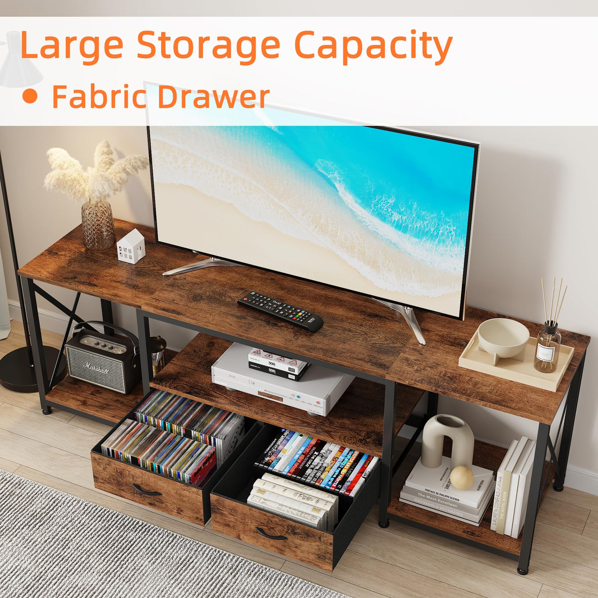 Fabric Drawers TV Stand for 65 70 75 Inches TV I676789