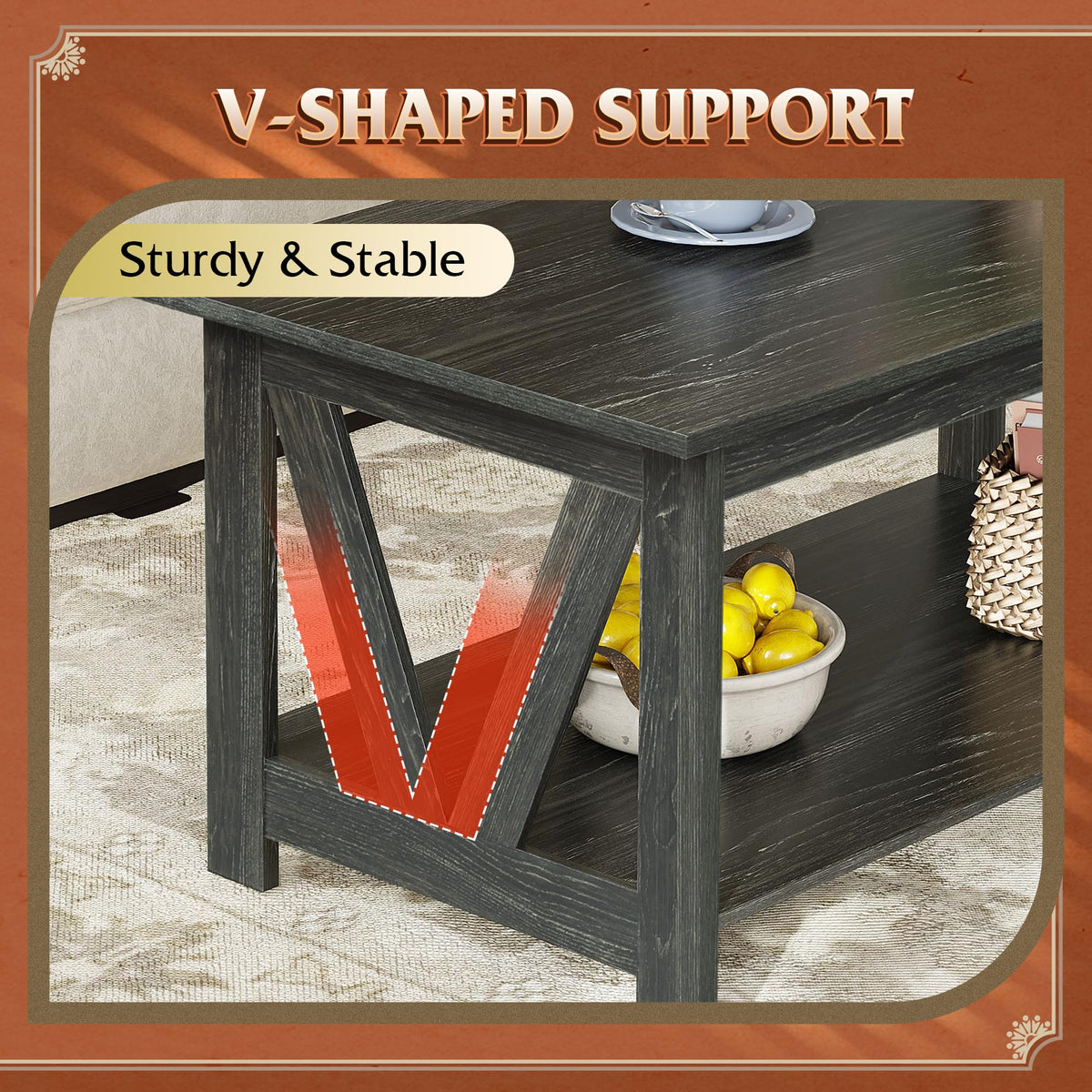 39.4" Wood Storage Coffee Table X84757